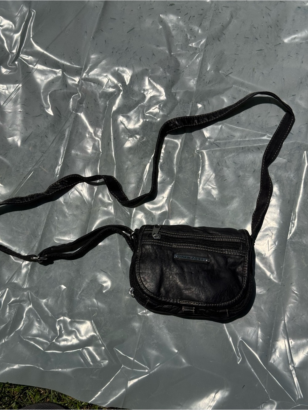 Black Leather Joe Boxer Crossbody Bag